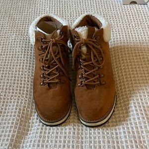 croft & barrow Tan Brown Faux-Shearling Lace-Up Winter Boots